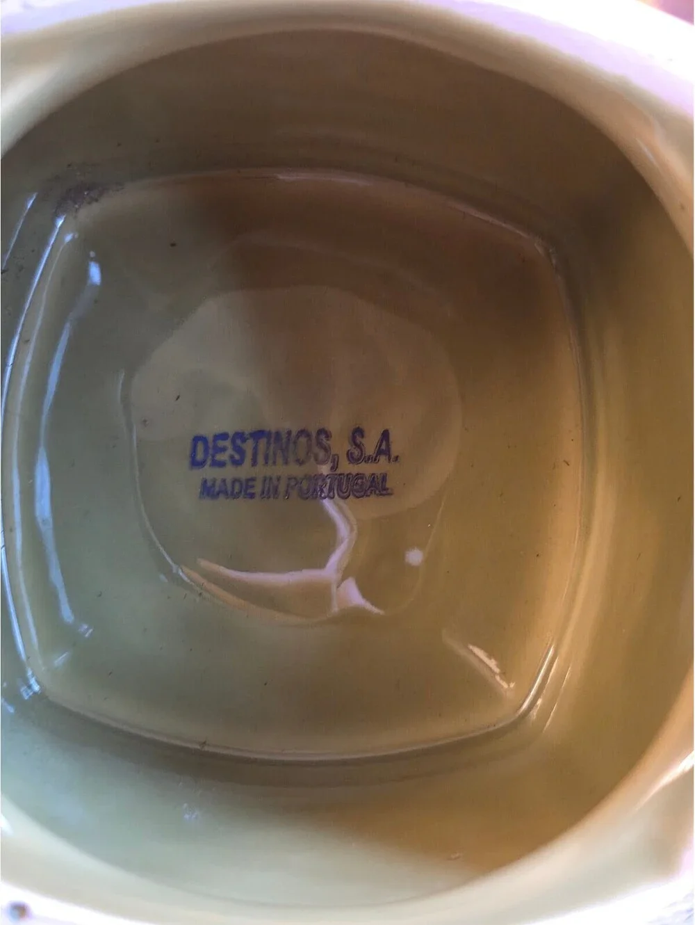 Destinos S.A. Ceramic Pedestal Bowl Portugal Green & Brown Glaze